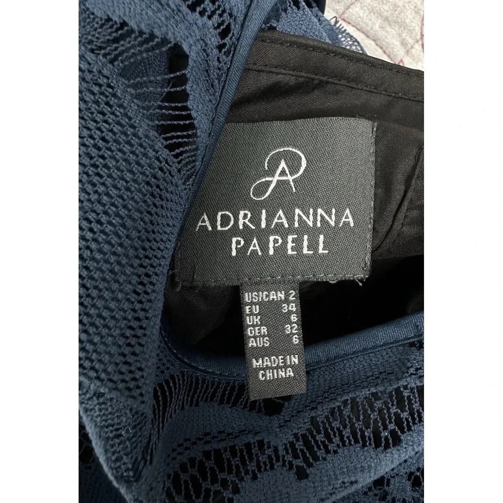 Adrianna Papell Forest Teal Lace Overlay Knee Length Dress‎ / Women's 2